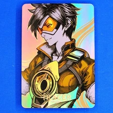 Overwatch Tracer Rainbow Foil Holographic Character Art Card Figure 