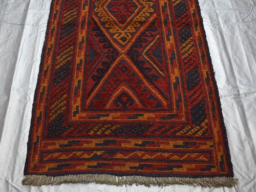 Vintage Afghan Persian Mushvani Runner Rug 2x12 Hand Knotted Tribal Wool Carpet - Picture 10 of 13
