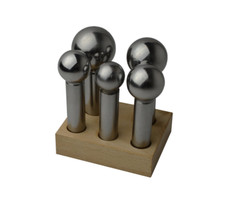5 Piece Large Dapping Doming Punch Set W/Wooden Stand - 28 Mm to 45 Mm Jewelry M