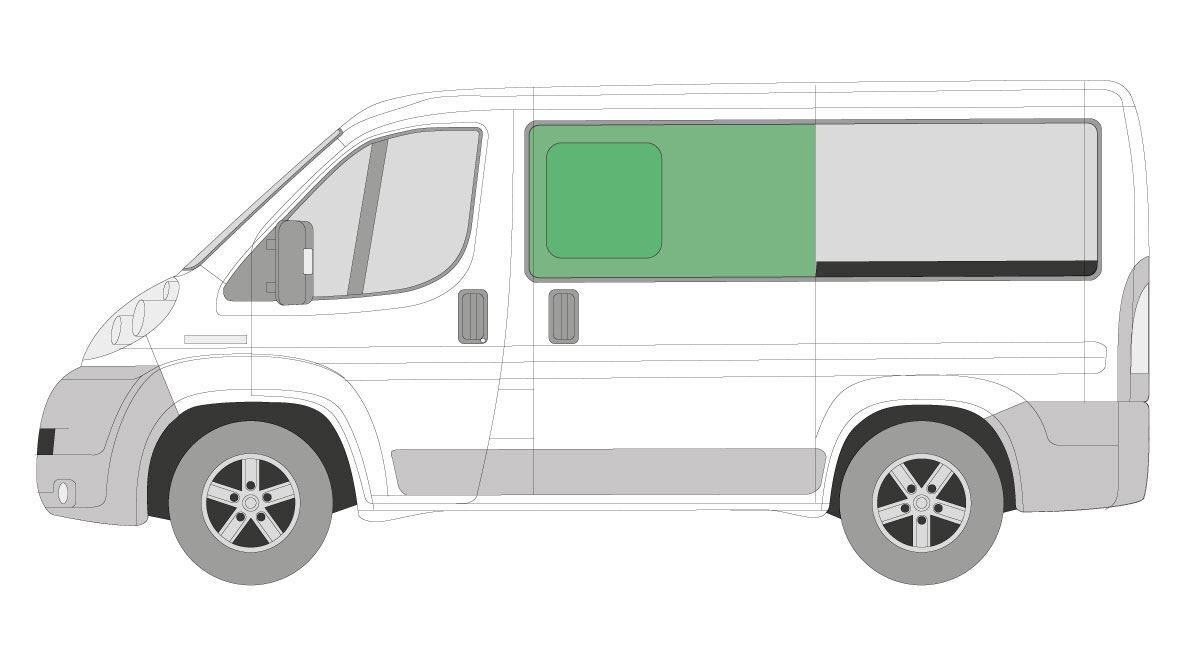 Nearside Left Side Sliding Opening Window Vauxhall Movano SWB 2022 on Dark Tint