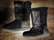 Girls Skechers Twinkle Toe Black Boots Size 1