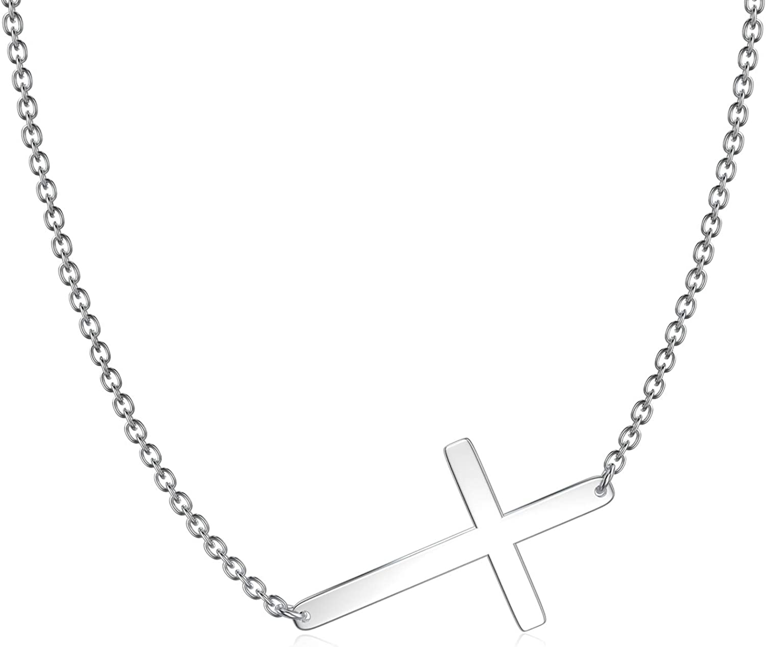 925 Sterling Silver Sideways Cross Necklace eBay