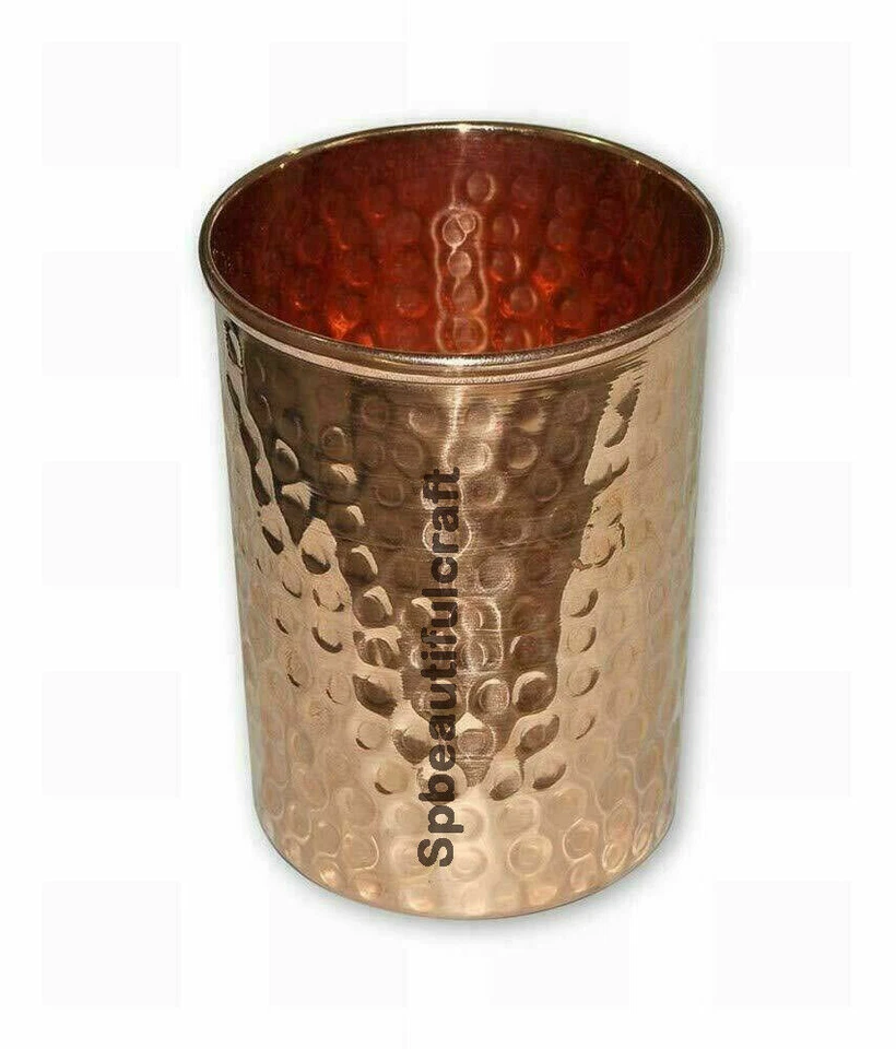 100% Copper Hammered Water Drinking Tumbler Glass Health Benefits 300ML Set of 6 - Image 2 of 4