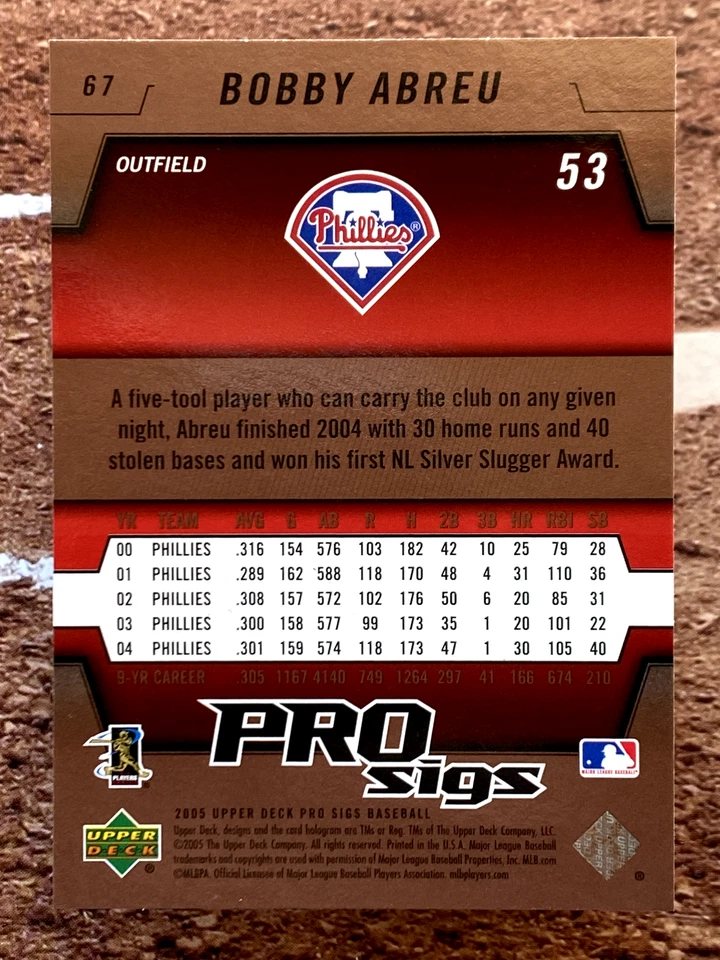 2005 Upper Deck Pro Sigs Bobby Abreu #67 - Image 2 of 2