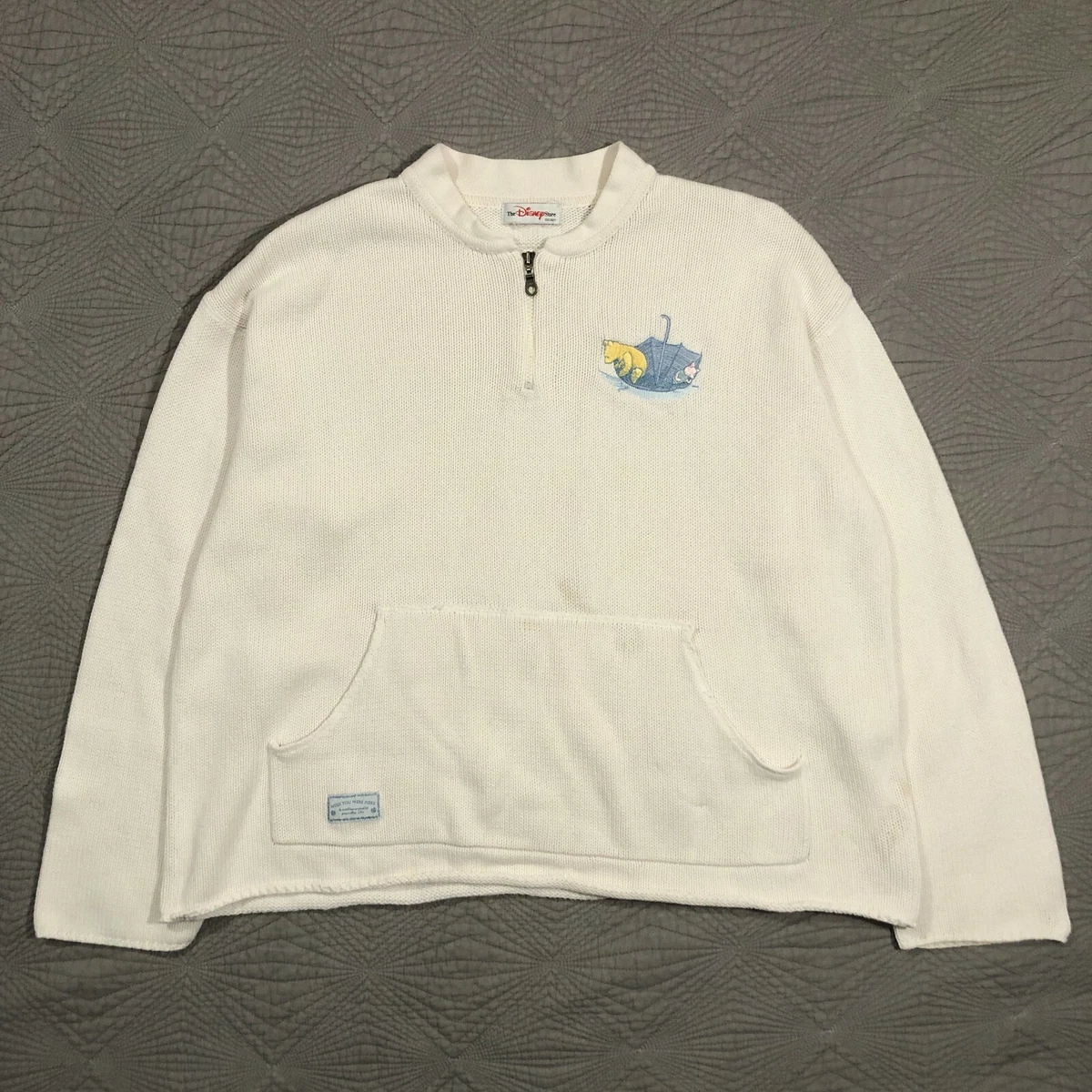 Disney Store Winnie the Pooh Wish you Were Here Quarter Zip Knit