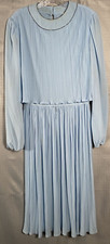 Discovery Dress Womens 18 Vintage Baby Blue  Long Sleeve MCM Beaded Pleats