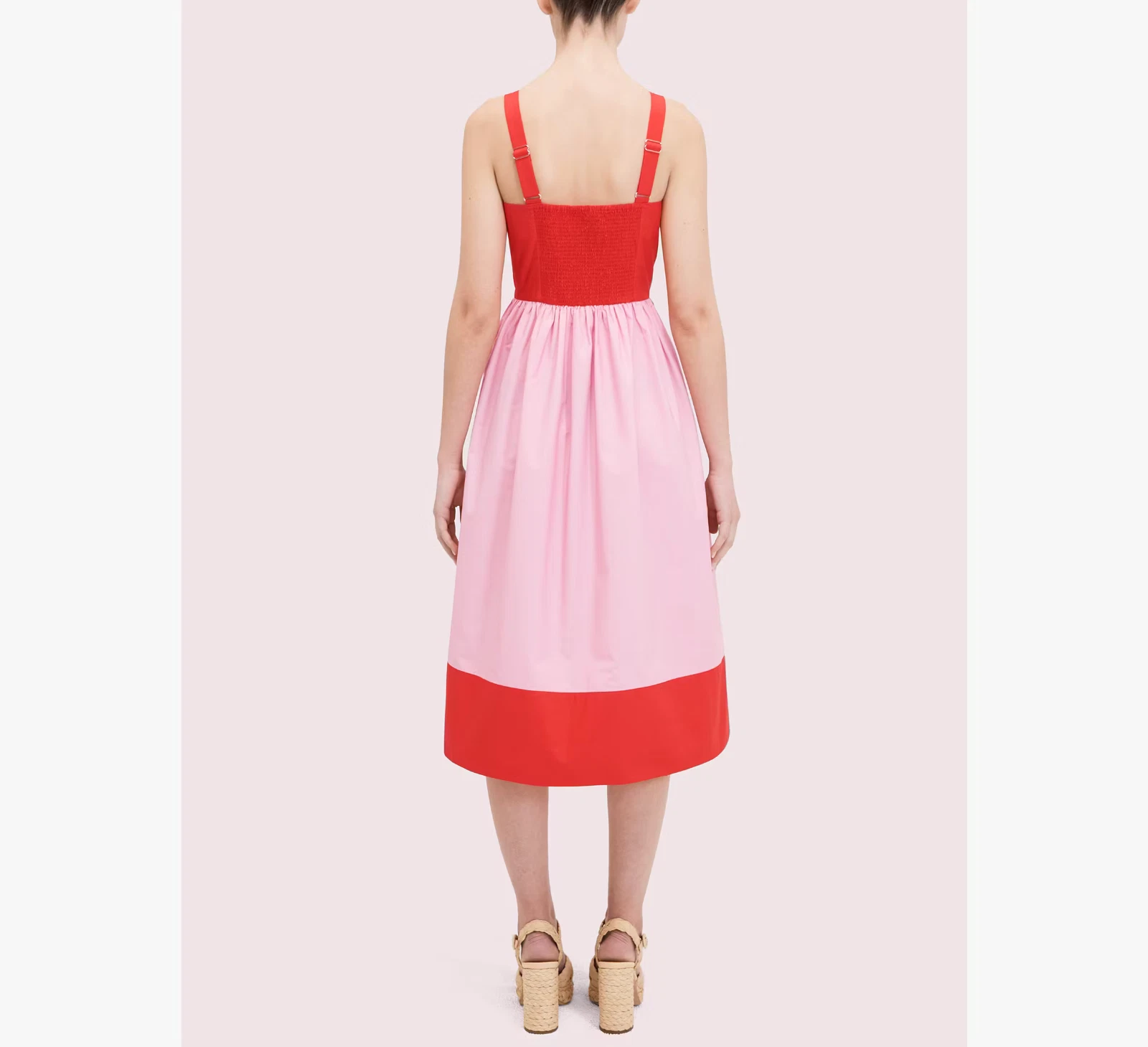 Abito Kate Spade Colorblock Popeline 00 bottoni davanti senza maniche a cuore fumè