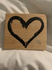 Vintage POSH IMPRESSIONS 1988 BRUSH ART HEART Rubber Stamp