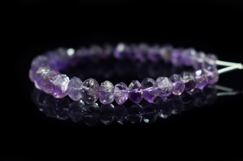 Earth Mined Natural A++ Purple Amethyst Faceted Rondelle Gemstone 6'' Loose Bead - Picture 6 of 6