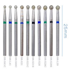 10Pcs Dental Diamond Burs Ball Round FG 1.6mm 25mm Medium/Coarse/Super Coarse