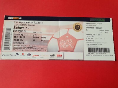 Used Ticket UEFA NL 2018 Schweiz Switzerland vs Belgien Belgium Nations League