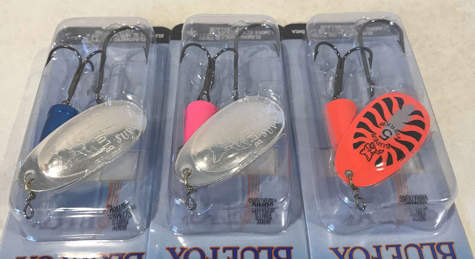 LOT OF 3 Blue Fox Vibrax Size 5 Spinners Fish Lure MIXED COLORS NEW 7