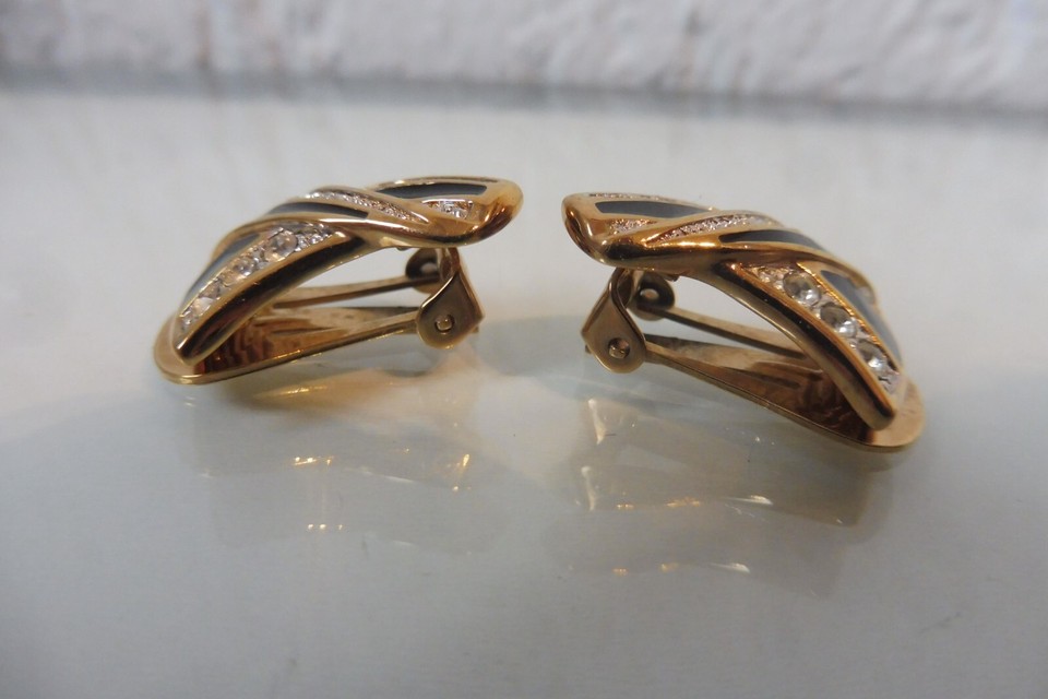 Orecchini A Clip Kala Di Bello London | Placcati Oro Con Cristallo | Per Orecchie Non Forate, Lunghi 4.5 Cm - copertina