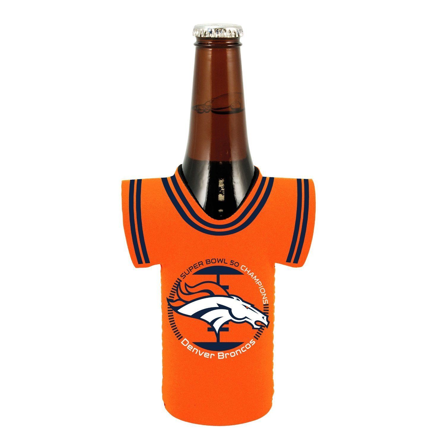Denver Broncos Super Bowl 50 NFL Champions Bottle Jersey Koozie Coozie