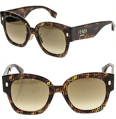 FENDI ROMA Logo Print 0458 Havana Brown Chunky Oversized FENDI ROMA Logo Print 0458 Havana Brown Chunky Oversized