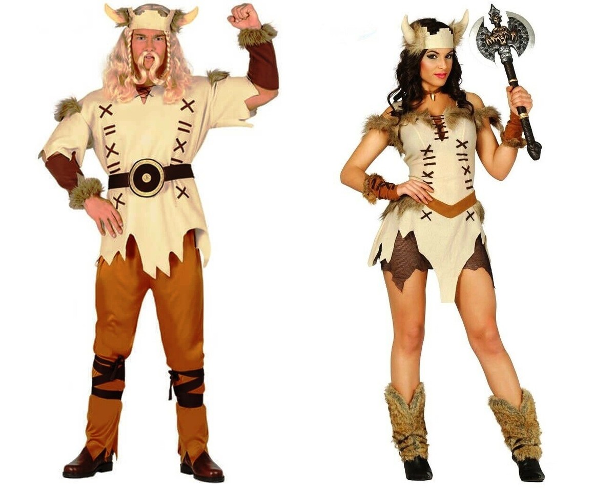 CARNEVALE HALLOWEEN VESTITO VIKINGA SEXY BARBARA VIKINGO BARBARO ADULTO VIKINGS