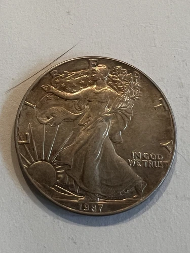1987 Silver American Eagle 1 Oz One Dollar Coin - Good - Toned