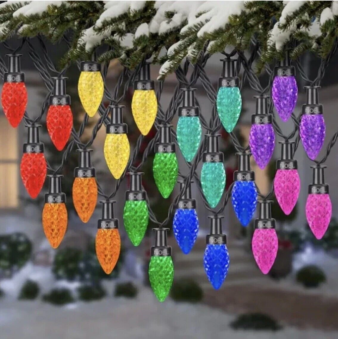 Gemmy Lightshow 24 Ct C9 Rainbow Sparkle Multicolor LED Christmas