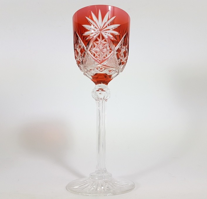 Roman wine glass inserted air bubble hand-cut Val St Lambert about