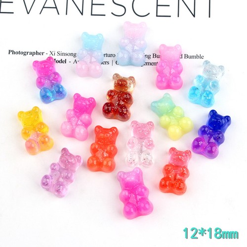 20 Pcs Gradient Color Resin Gummy Bear Flatback Cabachons Charm 18mm 0.71" - Picture 5 of 13