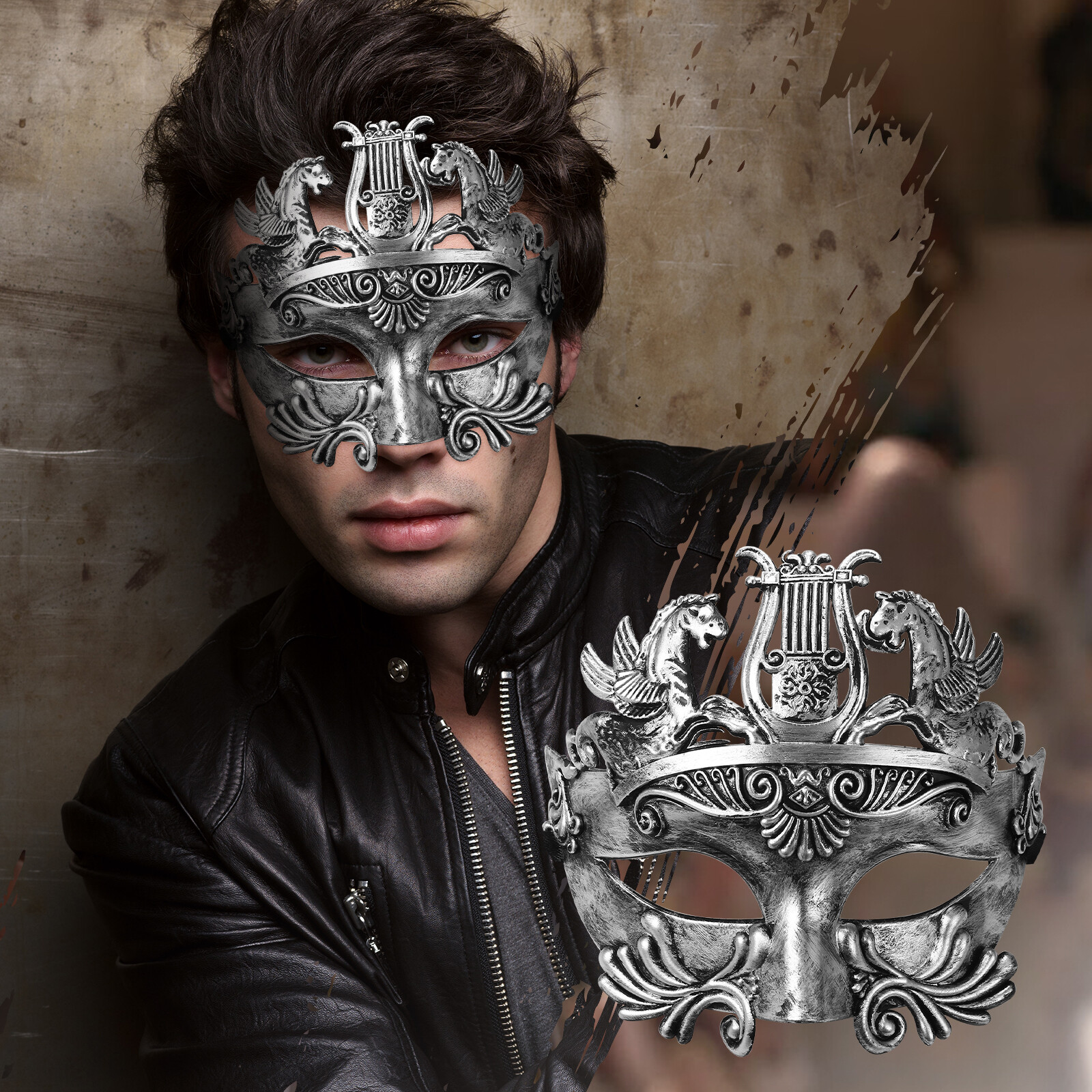 Men’s Masquerade Masks Masculine Venetian Greek Half Face Masks for ...