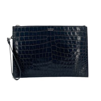 TOM FORD Glossy Printed Croc Flat Pouch with Strap | eBay