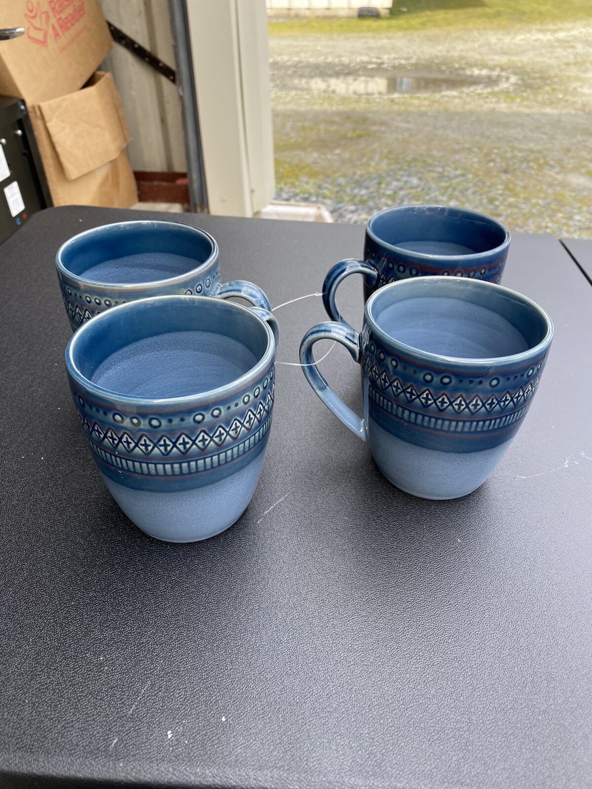 Threshold Stoneware Kingsland Shades of Blue Oversized Coffee Mugs Cups