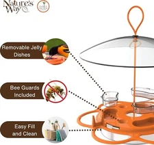 OFP1 Oriole Buffet Feeder, Orange, Nectar, Jelly, Fruit, Ant Moat