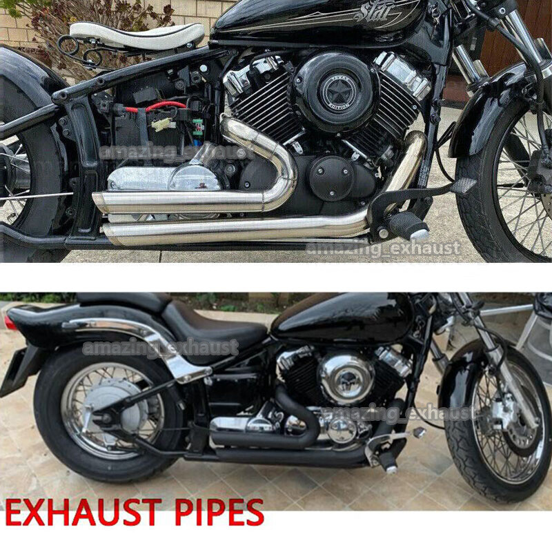 For Yamaha V Star 650 XVS 650 Drag Star 650 400 Full Exhaust Pipe Black