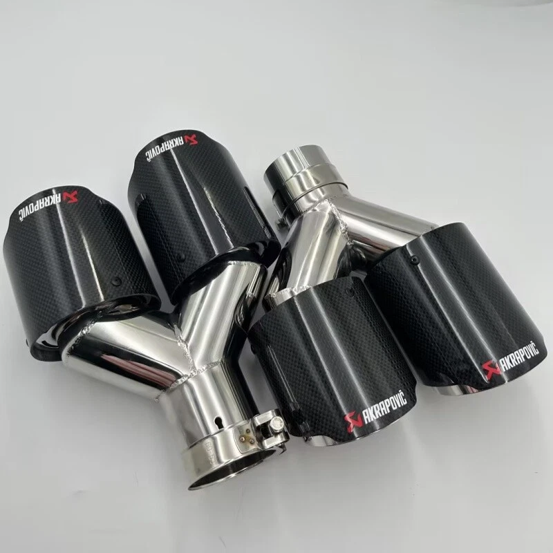 PUNTA DE ESCAPE DE FIBRA DE CARBONO CUÁDRUPLE 4"-ENTRADA 2,5" - PAR DE CORTE ANGULAR ESCALONADO L&R Foto 4 de 4