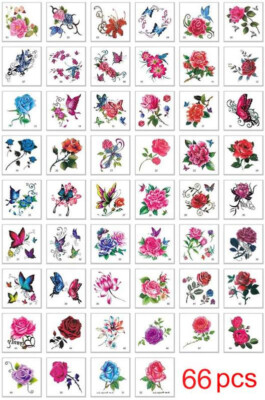 0,20 /Stk  66 Tattoo Blumen Temporäre Tattoo`s Sticker Body Tattoo Wasserfest