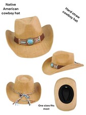 Native American COWBOy RODEO HAT STRAW STYLE COWBOY One Size Fix  s Most