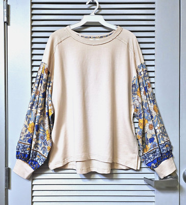 butter cream floral bubble slev top XL
