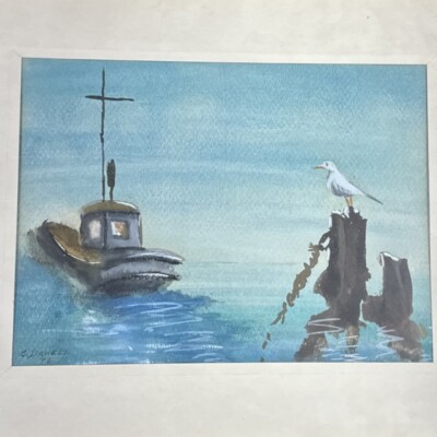 Original Watercolor Painting by Cathy Druell 1976 Nautical