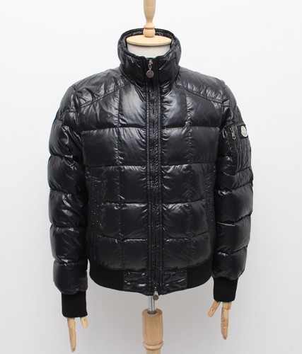 Men's Vintage MONCLER Auburn Down Puffer Jacket Bomber Black RARE Size 3 ~M - Picture 2 of 16