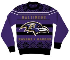 Adult NFL Baltimore Ravens Logo Ugly Christmas Sweater Perfect for Cosplay