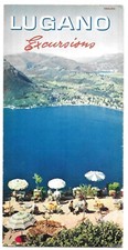 Vintage Lugano Switzerland Excursions Travel Tourist Brochure Map 1960s