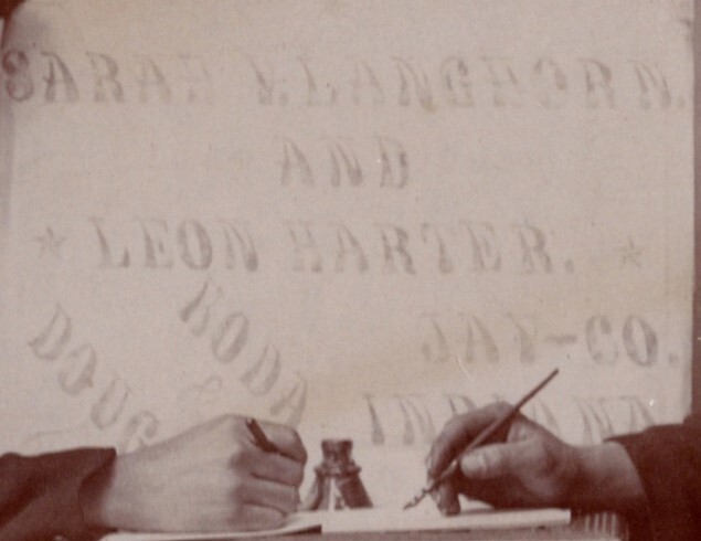 CIRCA 1890s CABINET CARD MEN SIGNMAKERS USING FOUTAIN PENS PLAINFIELD INDIANA — additional view
