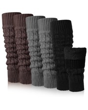 3 Pairs Winter Fleece Lined Leg Warmer for Women Skating Leg Warmer Long Boot...