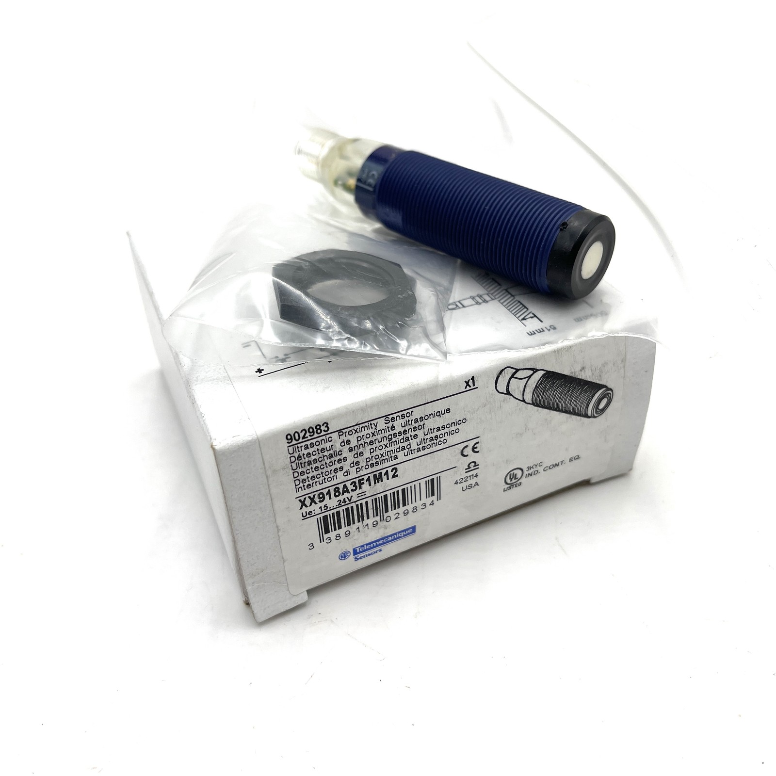 Ultrasonic Proximity Sensor XX918A3F1M12 Telemecanique 500mm 15-24VDC