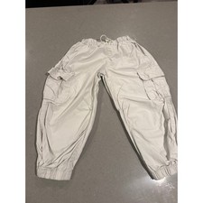 GAP Kids Cargo Pants Elastic Waist Drawstring Pockets Beige Casual Joggers