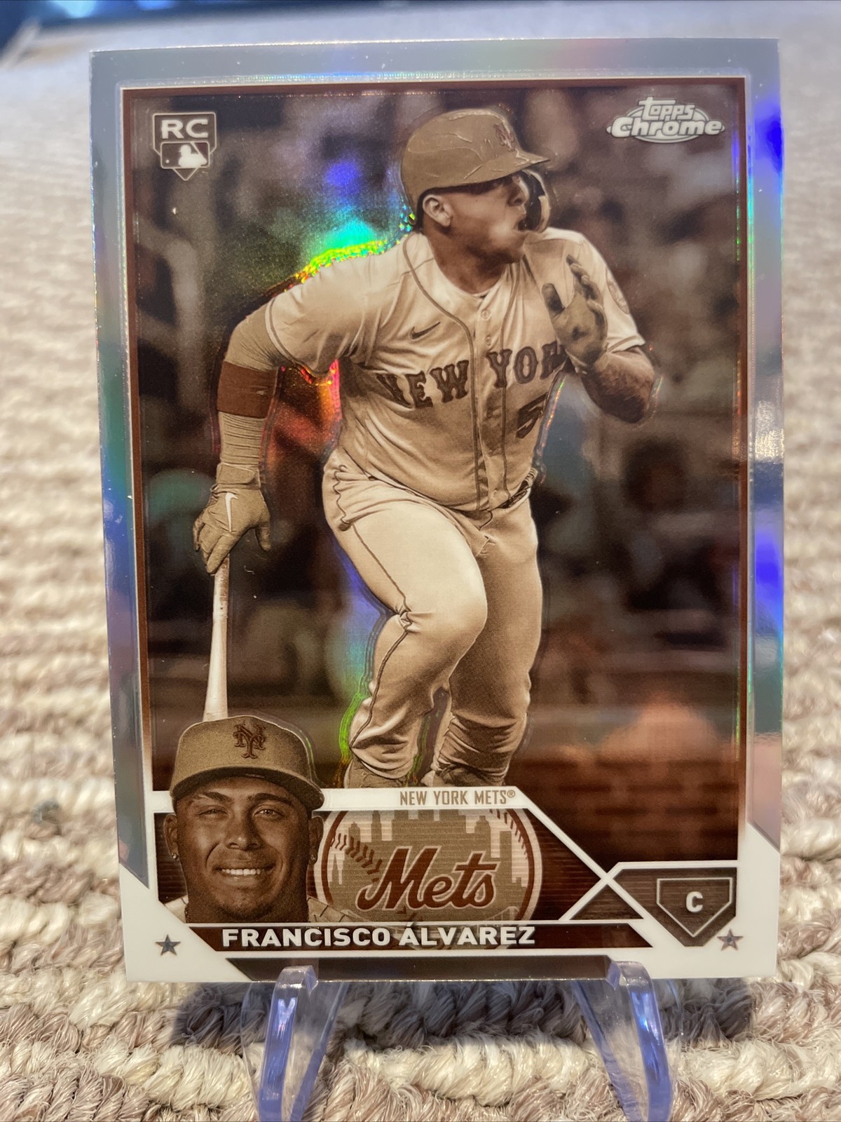 2023 Topps Chrome Francisco Alvarez RC Sepia Refractor Rookie #203 Mets