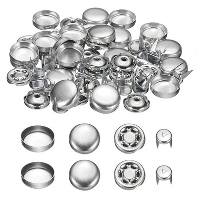 20Pcs 15mm/0.59 Inch Metal Button Caps Replacement for Baseball Caps Silver