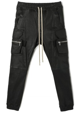 Rick Owens MASTODON CARGO Stretch Lamb Leather Black RU02A5396 LS 09 29962382