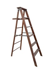 Vintage Wooden Stepladder Ornate Rustic Farmhouse Display Prop 5' 6" Step Ladder