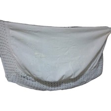 Vintage white crochet baby blanket featuring a delicate woven design