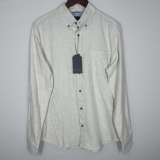 NEW Ben Sherman Mod Fit Classic Long Sleeve Button Up Ivory Men  s