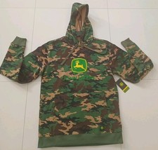 New John Deere Core Camo Logo Pullover Hoodie w Kangaroo Pocket Camouflage Sz S