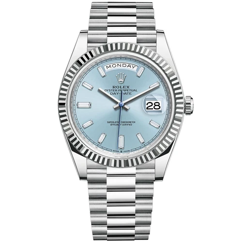 Rolex Day-Date 40 228236 Platinum President Wristwatch - Ice Blue Diamond