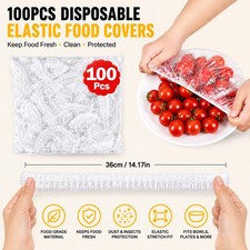 100PCS Disposable Elastic Food Covers Stretch Bowl Plate Covers Reusable Food St
